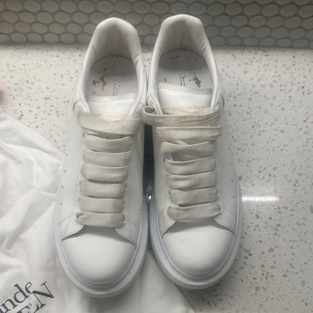Alexander McQueen White Platform Leather Sneakers with dustbag - Picture 3 of 12